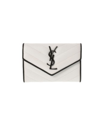 SAINT LAURENT Monogram Small Envelope White / Black Womens Calf Bi-Fold Wallet est présent 