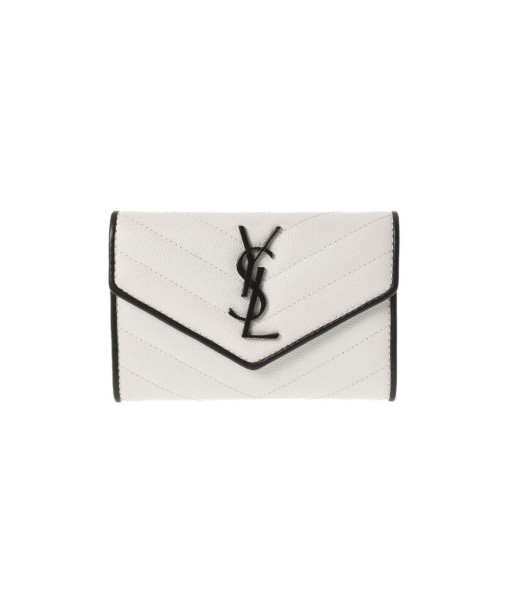 SAINT LAURENT Monogram Small Envelope White / Black Womens Calf Bi-Fold Wallet est présent 