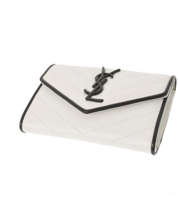 SAINT LAURENT Monogram Small Envelope White / Black Womens Calf Bi-Fold Wallet est présent 