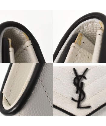 SAINT LAURENT Monogram Small Envelope White / Black Womens Calf Bi-Fold Wallet est présent 