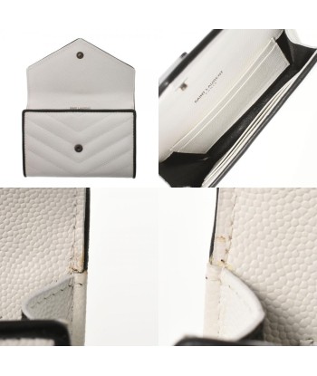 SAINT LAURENT Monogram Small Envelope White / Black Womens Calf Bi-Fold Wallet est présent 