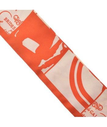 HERMES Hermes Twilly Old Tag BRIDES DE GALA / Ceremony Bridle Orange Ladies 100% Silk Scarf Muffler JUSQU'A -70%! 