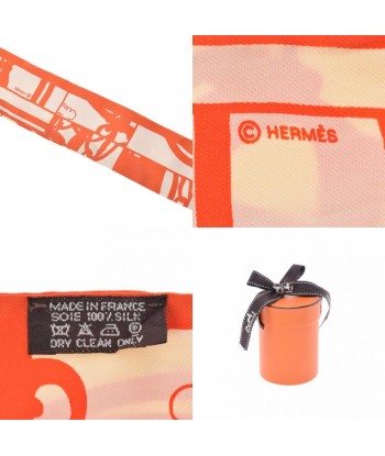 HERMES Hermes Twilly Old Tag BRIDES DE GALA / Ceremony Bridle Orange Ladies 100% Silk Scarf Muffler JUSQU'A -70%! 