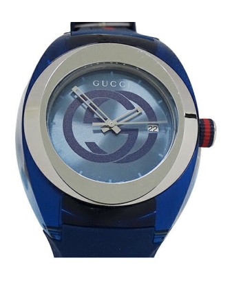 Gucci GUCCI Watch Mens Womens Sink SYNC Date Quartz Stainless SS Rubber YA137104A 137.1 Blue store