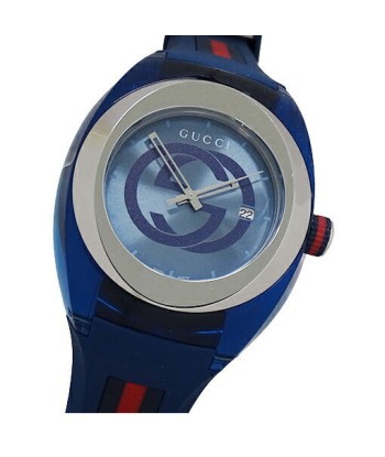 Gucci GUCCI Watch Mens Womens Sink SYNC Date Quartz Stainless SS Rubber YA137104A 137.1 Blue store