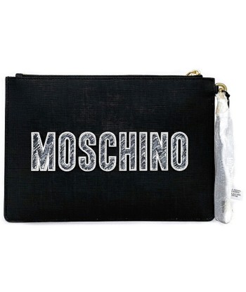 Moschino Unisex Leather Clutch Bag,Handbag Black,Brown rembourrage situé sous