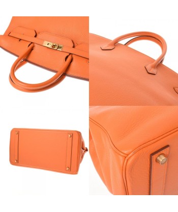 HERMES Hermes Birkin 40 Orange  B engraved (around 1998) Unisex Taurillon Clemence handbag en linge