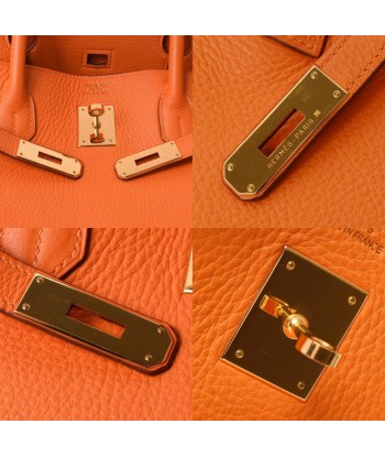 HERMES Hermes Birkin 40 Orange  B engraved (around 1998) Unisex Taurillon Clemence handbag en linge