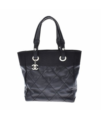 CHANEL Paris Biarritz PM Black Ladies Leather Canvas Tote Bag pas cheres