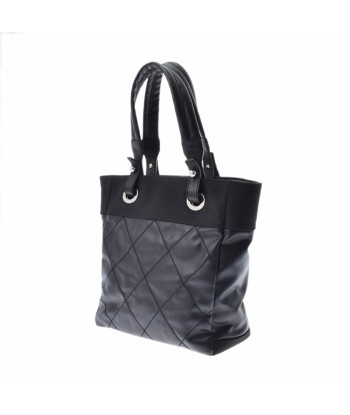 CHANEL Paris Biarritz PM Black Ladies Leather Canvas Tote Bag pas cheres