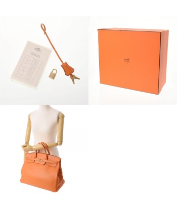 HERMES Hermes Birkin 40 Orange  B engraved (around 1998) Unisex Taurillon Clemence handbag en linge