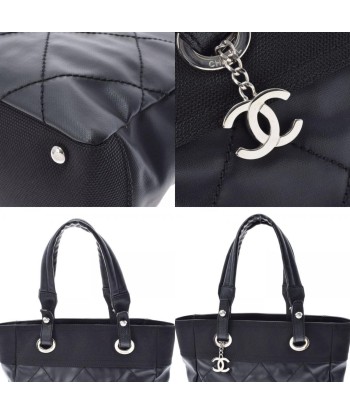 CHANEL Paris Biarritz PM Black Ladies Leather Canvas Tote Bag pas cheres