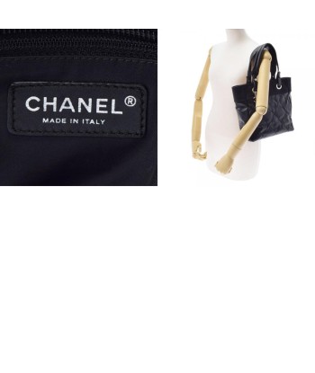 CHANEL Paris Biarritz PM Black Ladies Leather Canvas Tote Bag pas cheres