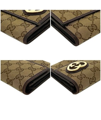 Gucci F-14255 Womens CanvasLeather Long Wallet (bi-fold) Beige En savoir plus