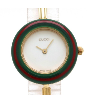 GUCCI Gucci change bezel white dial GP gold plated ladies quartz watch 11 / 12.2 votre