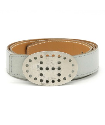 HERMES Hermes Evelyn Reversible Belt Leather Light Gray Brown  85  H Engraved la colonne vertébrale