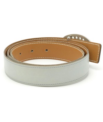 HERMES Hermes Evelyn Reversible Belt Leather Light Gray Brown  85  H Engraved la colonne vertébrale