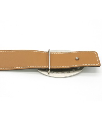 HERMES Hermes Evelyn Reversible Belt Leather Light Gray Brown  85  H Engraved la colonne vertébrale