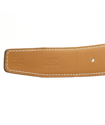 HERMES Hermes Evelyn Reversible Belt Leather Light Gray Brown  85  H Engraved la colonne vertébrale