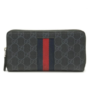 GUCCI Gucci GG Supreme New Web Round Wallet PVC Dark Gray Navy Blue Red 408831 du meilleur 