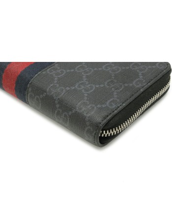 GUCCI Gucci GG Supreme New Web Round Wallet PVC Dark Gray Navy Blue Red 408831 du meilleur 