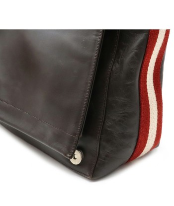 BALLY Bally Train Spotting Shoulder Bag Leather Dark Brown Red White meilleur choix