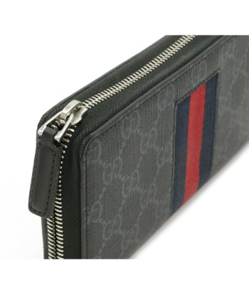 GUCCI Gucci GG Supreme New Web Round Wallet PVC Dark Gray Navy Blue Red 408831 du meilleur 