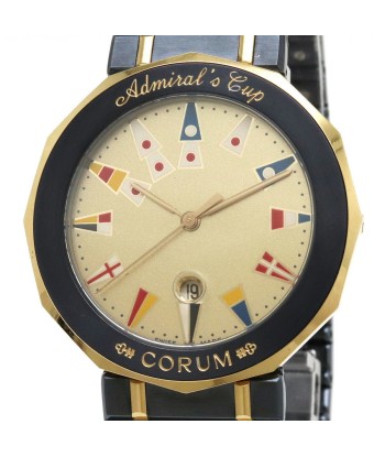 CORUM Corum Admirals Cup Gun Blue K18YG Yellow Gold SS Dial Date Mens Quartz Watch 39810.31V52 la chaussure