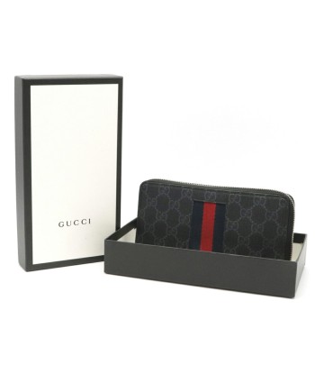 GUCCI Gucci GG Supreme New Web Round Wallet PVC Dark Gray Navy Blue Red 408831 du meilleur 