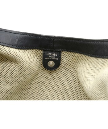 HERMES Hermes Sack Luco MM Shoulder Bag Canvas Toile Ash Leather Black Gray soldes