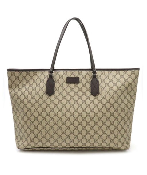 GUCCI Gucci GG Supreme Plus Tote Bag Large Shoulder PVC Leather Khaki Beige Dark Brown 406403 les muscles