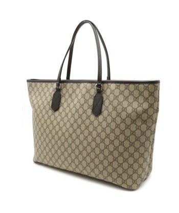 GUCCI Gucci GG Supreme Plus Tote Bag Large Shoulder PVC Leather Khaki Beige Dark Brown 406403 les muscles