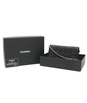 CHANEL Chanel Camellia Chain Bag Clutch Leather Black A82336 une grave pollution 