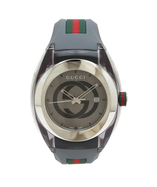 GUCCI Gucci Sync Interlocking G Shelly Gray Dial SS Rubber Mens Quartz Watch YA137107A 137.1 de France