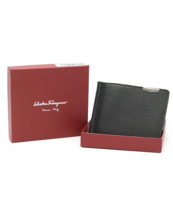 Salvatore Ferragamo Bi-fold wallet with money clip Bill leather dark gray de technologie