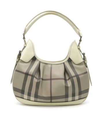 BURBERRY plaid shoulder bag PVC leather light beige brown Voir les baskets