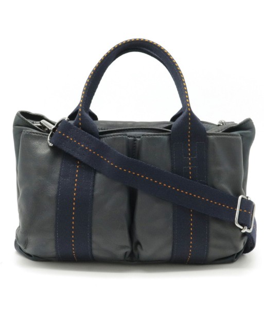 HERMES Hermes Caravan Horizontal PM Handbag Shoulder Bag Voderma Leather Navy Blue Orange pas chere