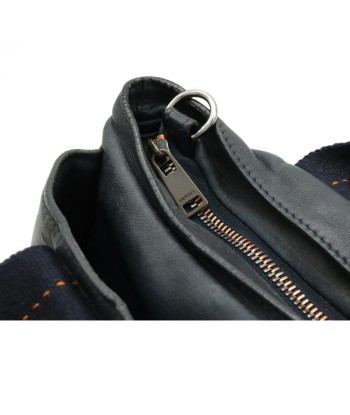 HERMES Hermes Caravan Horizontal PM Handbag Shoulder Bag Voderma Leather Navy Blue Orange pas chere