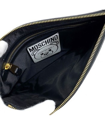 Moschino Unisex Leather Clutch Bag,Handbag Black,Brown rembourrage situé sous