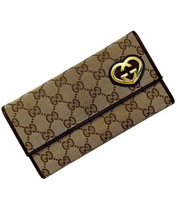 Gucci F-14255 Womens CanvasLeather Long Wallet (bi-fold) Beige En savoir plus