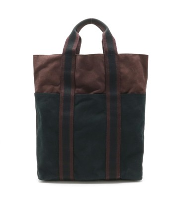 HERMES Hermes Fool Toe Cabas Tote Bag Handbag Bicolor Canvas Black Bordeaux de France