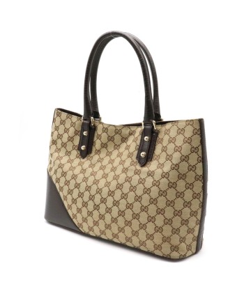 GUCCI Gucci GG canvas horsebit sherry line tote bag handbag leather khaki beige brown dark 137385 du meilleur 