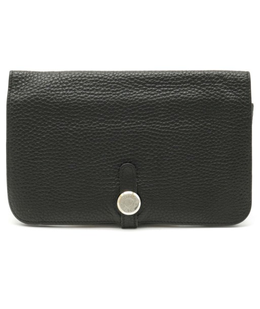 HERMES Hermes Dogon Duo GM Bi-fold wallet Leather Noir Black  H engraved pour bénéficier 