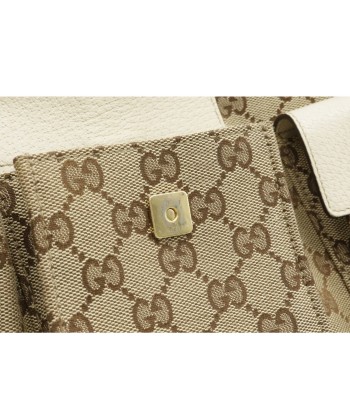 GUCCI Gucci GG canvas handbag leather khaki beige ivory 153026 basket pas cher