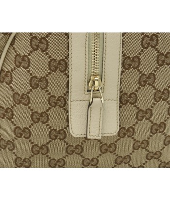 GUCCI Gucci GG canvas handbag leather khaki beige ivory 153026 basket pas cher