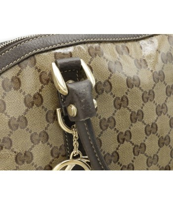 GUCCI Gucci GG crystal tote bag handbag coated canvas leather khaki beige dark brown 341503 de technologie