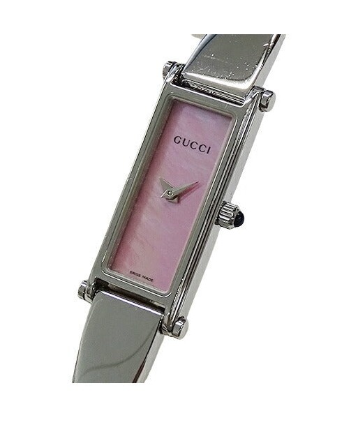 Gucci GUCCI Watch Ladies Pink Shell Quartz Stainless SS 1500L Bangle Square Silver de France