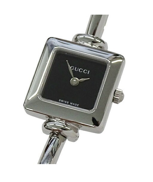 Gucci GUCCI Watch Ladies Quartz Stainless SS 1900L Square Bangle Silver Black est présent 