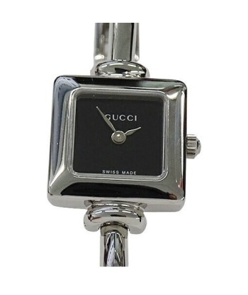 Gucci GUCCI Watch Ladies Quartz Stainless SS 1900L Square Bangle Silver Black est présent 