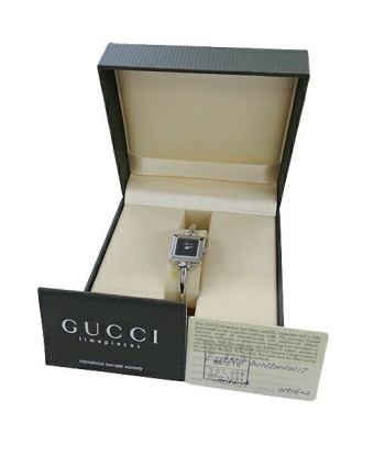 Gucci GUCCI Watch Ladies Quartz Stainless SS 1900L Square Bangle Silver Black est présent 